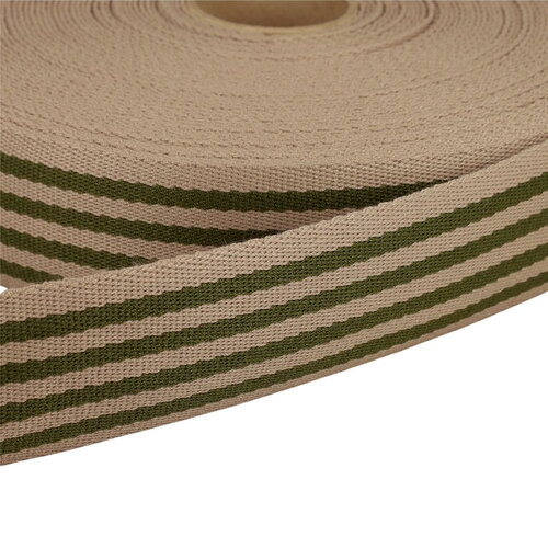 Bobine 20m sangle stripe bicolore 40mm marron