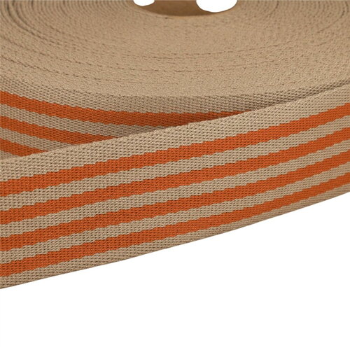 Bobine 20m sangle stripe bicolore 40mm orange