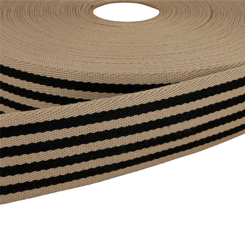 Bobine 20m sangle stripe bicolore 40mm noir