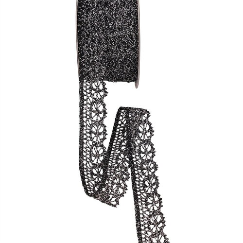 Dentelle métallique 23mm noir au mètre
