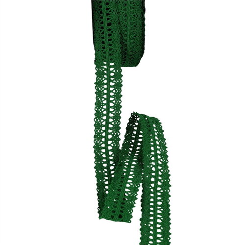 Dentelle entre deux 25mm vert vif au mètre