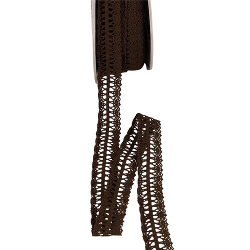 Dentelle entre deux 25mm marron foncé au mètre