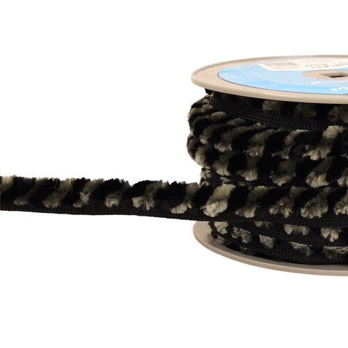 Galon pompons chenille 17mm gris au mètre