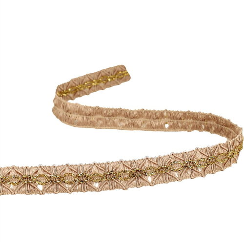 Galon losanges avec surpiqûres or 18mm beige au mètre