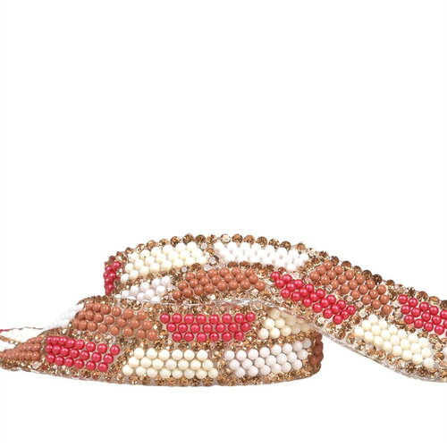 Galon perles thermocollant 15mm marron chocolat au mètre