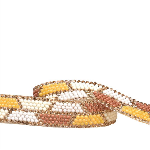 Galon perles thermocollant 15mm moutarde au mètre