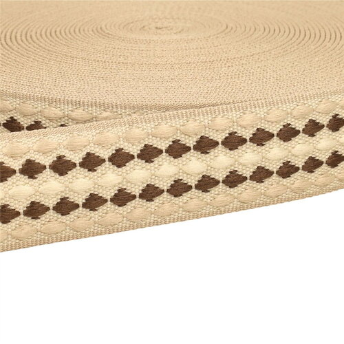Sangle losanges multicolores 38mm beige au mètre