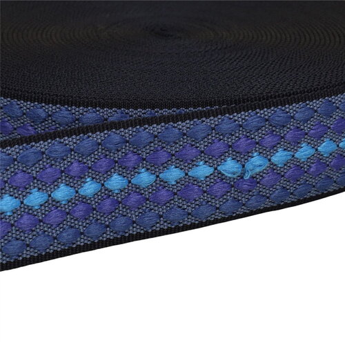 Sangle losanges multicolores 38mm bleu roi au mètre