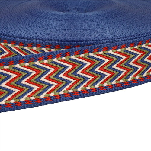 Sangle chevrons 38mm marine au mètre