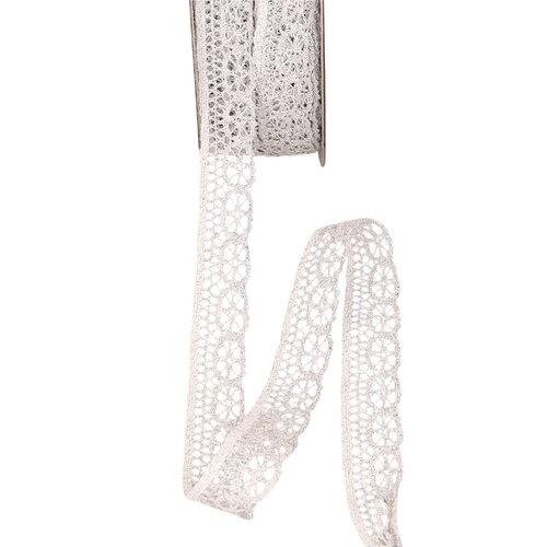 Bobine 25m dentelle métallique 23mm argent