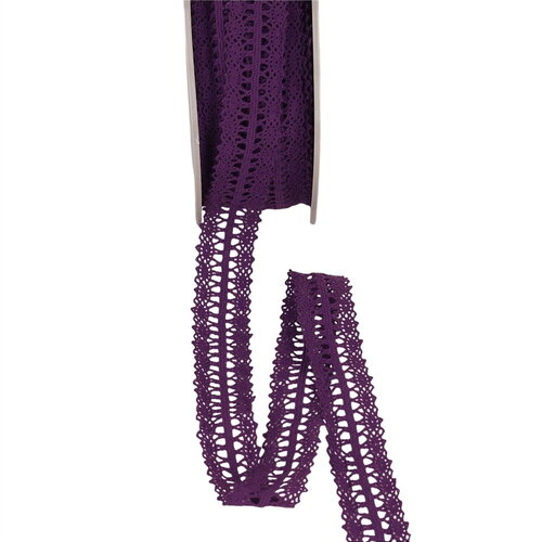 Bobine 25m dentelle entre deux 25mm violet