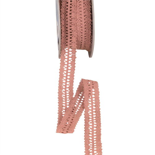 Bobine 25m dentelle entre deux 25mm vieux rose