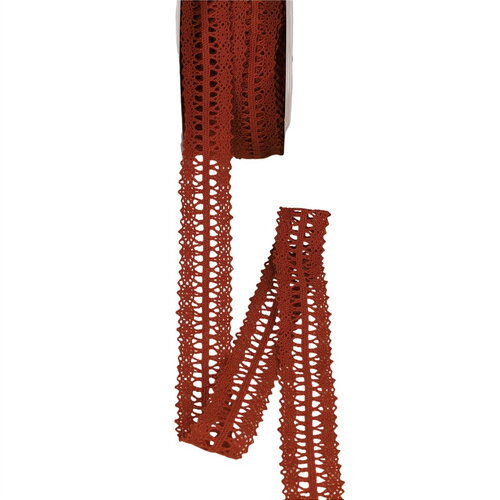 Bobine 25m dentelle entre deux 25mm rouille