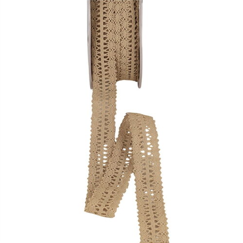 Bobine 25m dentelle entre deux 25mm beige