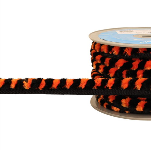 Bobine 20m galon pompons chenille 17mm orange
