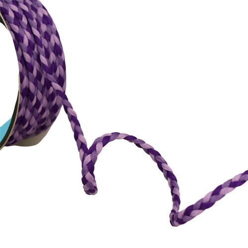 Bobine 25m tresse tricolore 3 brins 7mm mauve