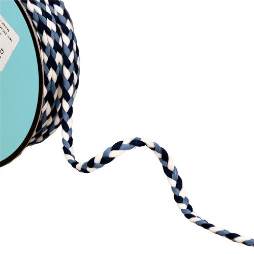 Bobine 25m tresse tricolore 3 brins 7mm marine/blanc