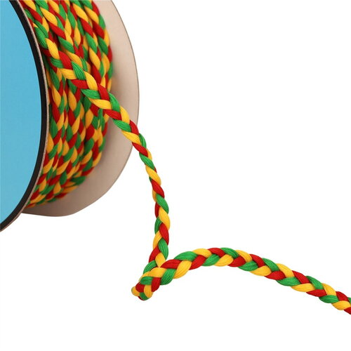 Bobine 25m tresse tricolore 3 brins 7mm multicolore