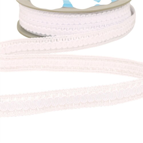 Bobine 20m galon vagues 17mm blanc