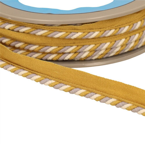 Bobine 15m dépassant/passepoil cordon 4mm (pied 10mm) 4mm moutarde