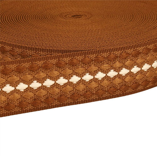 Bobine 14,5m sangle losanges multicolores 38mm beige foncé