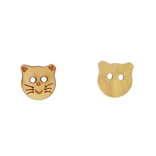 Lot de 6 boutons bois enfants chat