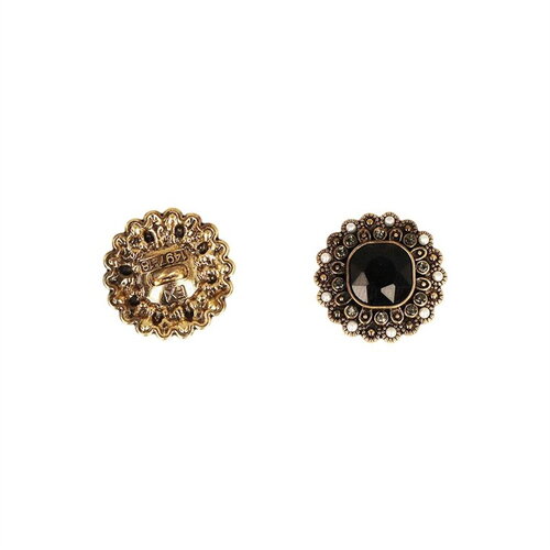 Lot de 6 boutons strass noir