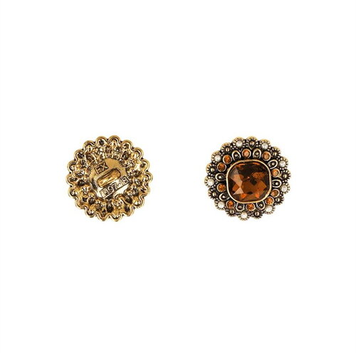 Lot de 3 boutons strass rouille