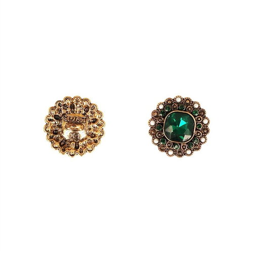 Lot de 3 boutons strass vert sapin