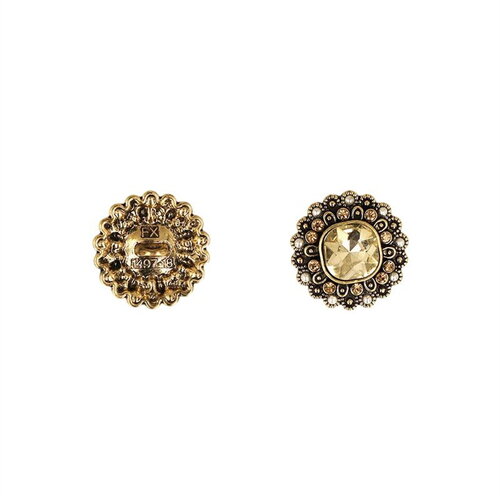 Lot de 3 boutons strass or