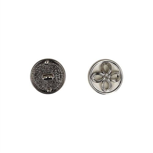 Lot de 3 boutons métal fleur argent