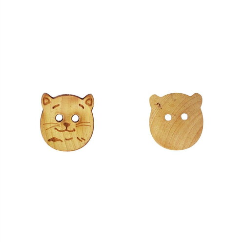Bouton bois enfants chat