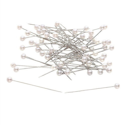 Boîte de 100 épingles tête perlée 40mm blanc