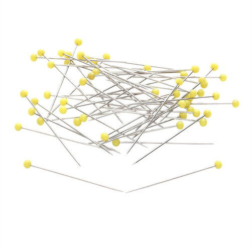 Boîte de 100 épingles tête verre couleur 38mm jaune maïs