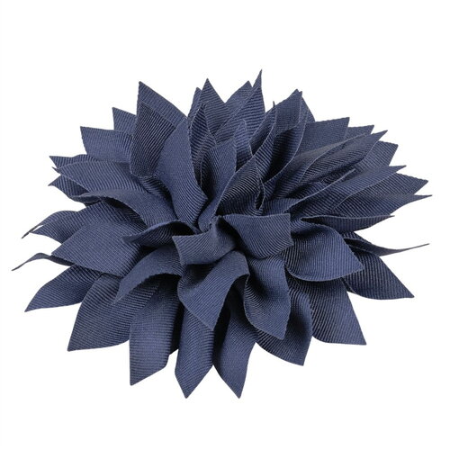 Broche fleur pivoine 14cm bleu marine