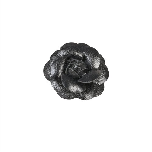 Broche fleur camélia 7 cm noir