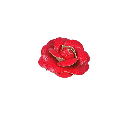 Broche fleur camélia 7 cm rouge