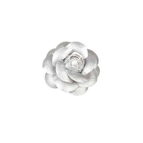 Broche fleur camélia 7 cm argent