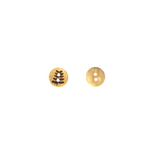Lot de 6 boutons coco gravé feuille