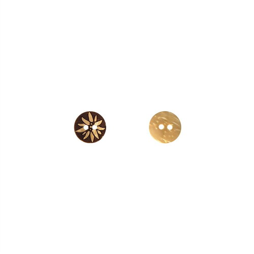 Lot de 3 boutons coco gravé edelweiss