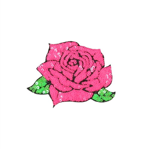Ecusson thermocollant rose fuchsia 9x8,5cm