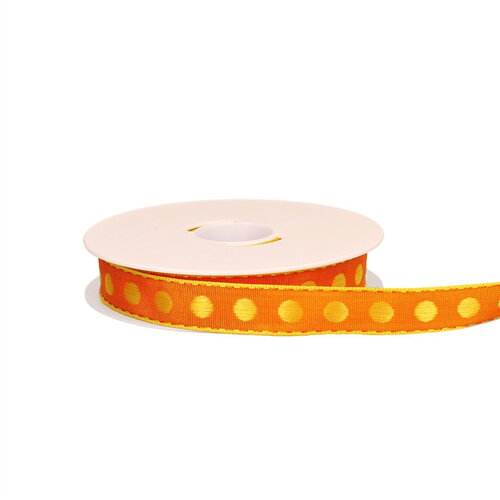 Ruban pois laitonné orange au mètre