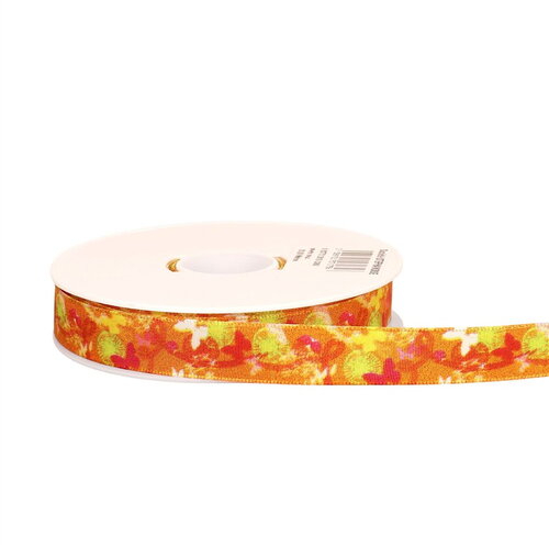 Bobine 20m ruban laitonné papillons orange