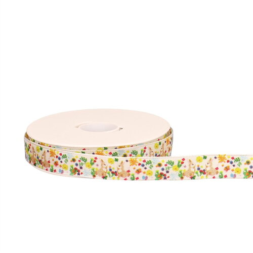 Bobine 20m ruban laitonné lapins blanc