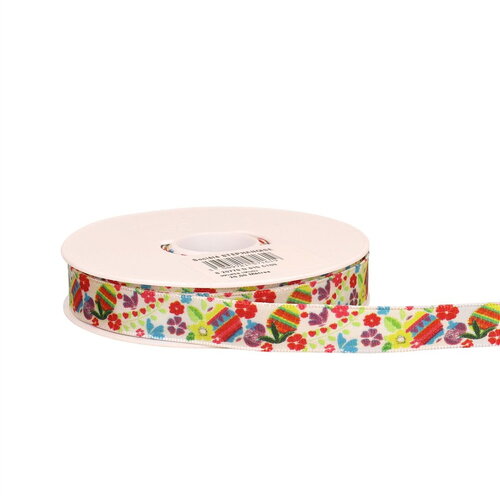 Bobine 20m ruban laitonné oeufs multicolore