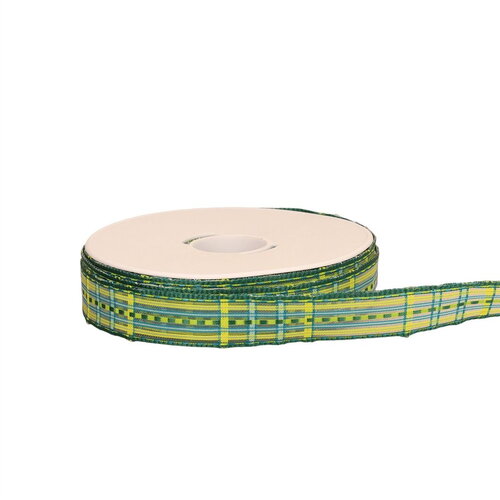Bobine 20m ruban écossais laitonné vert