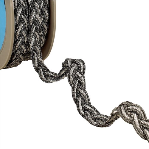 Galon tresse métallique 3 brins 15mm argent au mètre