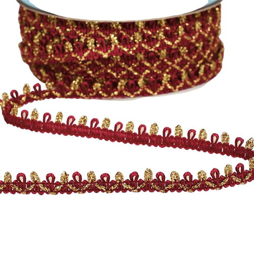 Galon bouclettes métalliques 10mm rouge au mètre