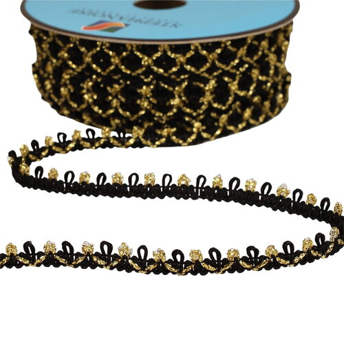 Galon bouclettes métalliques 10mm noir au mètre