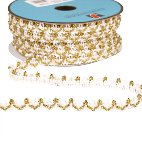 Galon bouclettes métalliques 10mm blanc au mètre